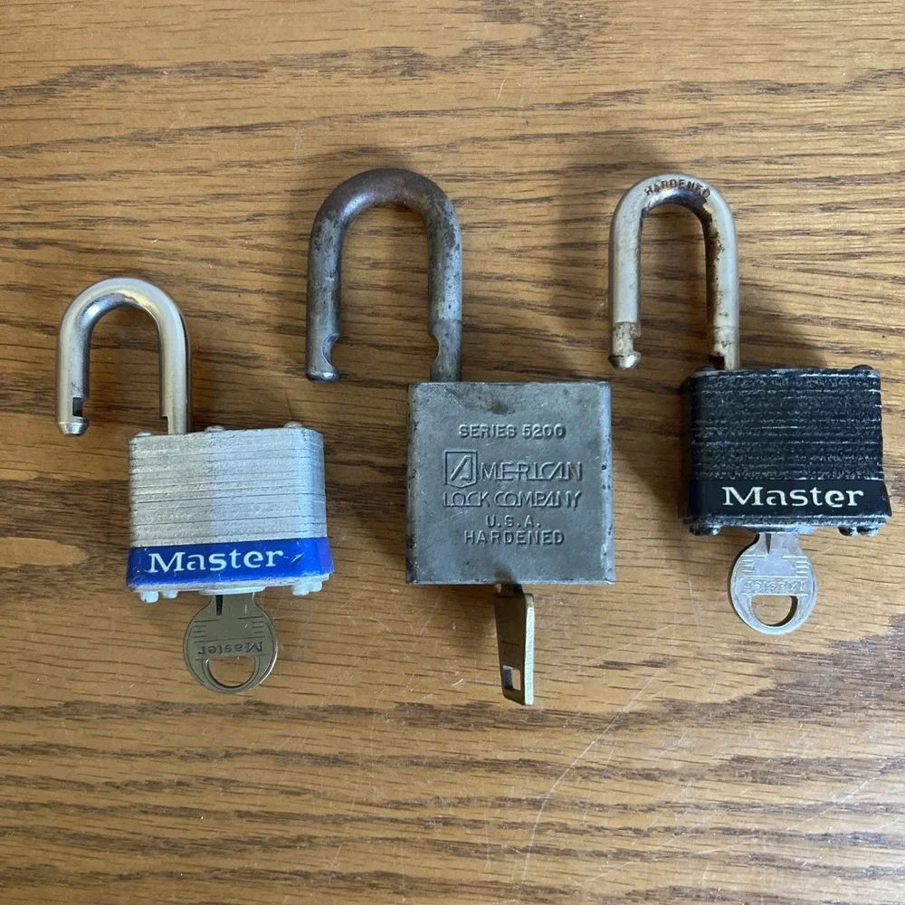 Lot Of 3 Padlocks With Keys Master American Lock Company Vintage